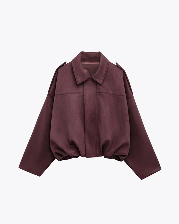 Stylish and versatile suede textured bomber jacket - C327