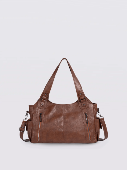 Extra-large capacity vintage-style shoulder bag