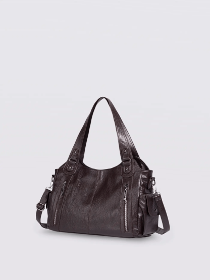 Extra-large capacity vintage-style shoulder bag