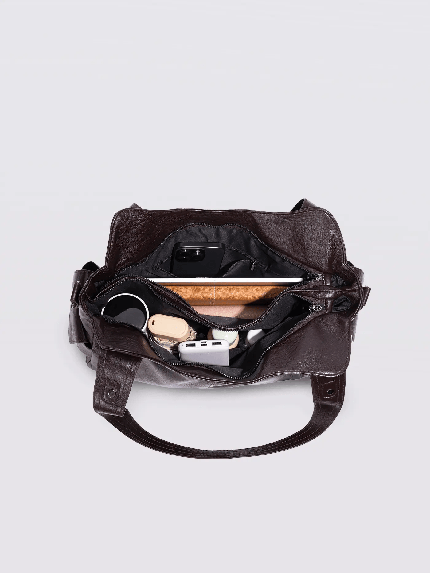 Extra-large capacity vintage-style shoulder bag
