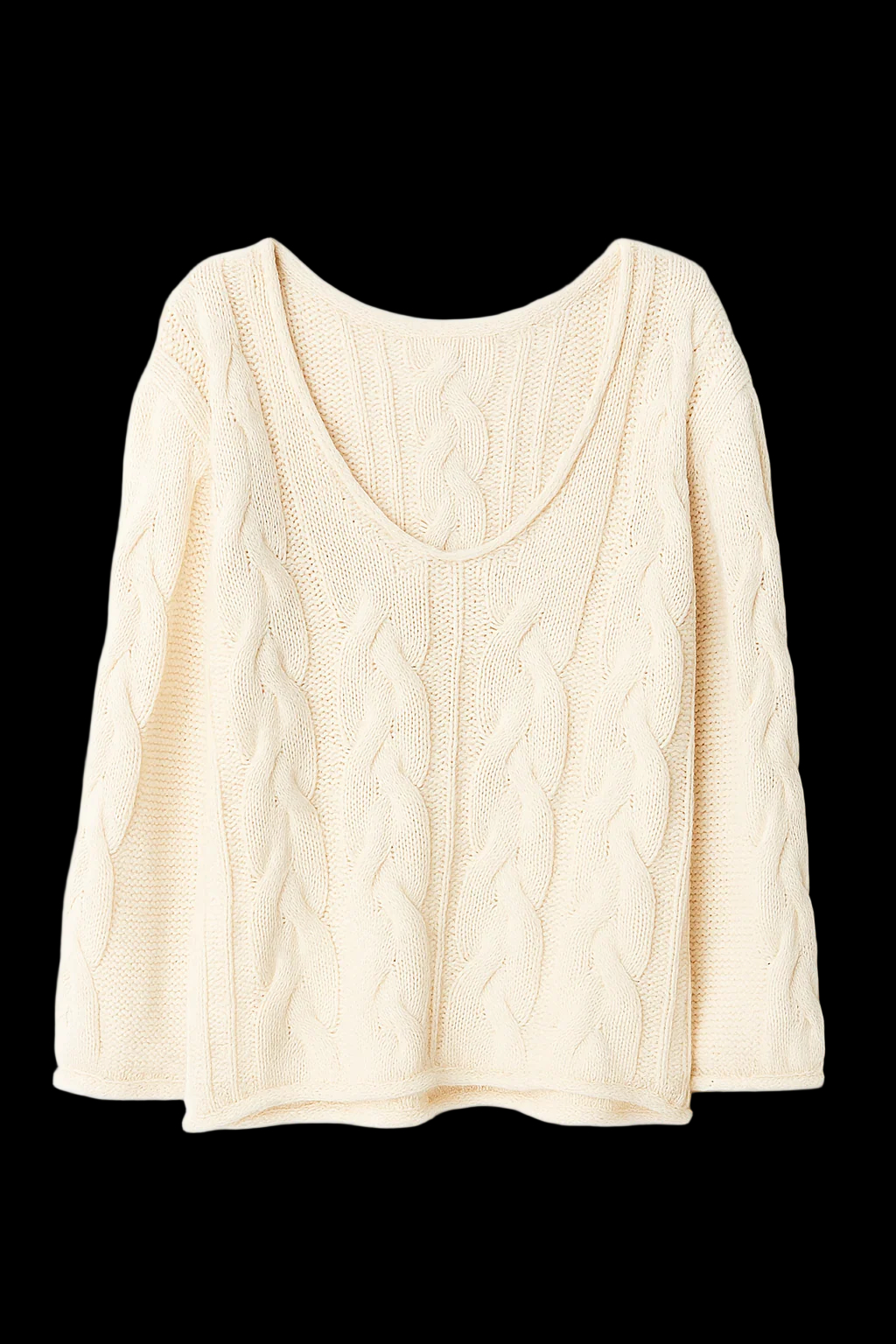 Solid color loose lazy style V-neck cable knit pullover - C0324