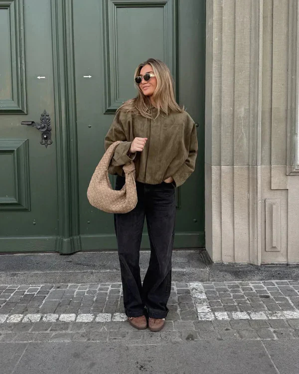 Stylish and versatile suede textured bomber jacket - C327