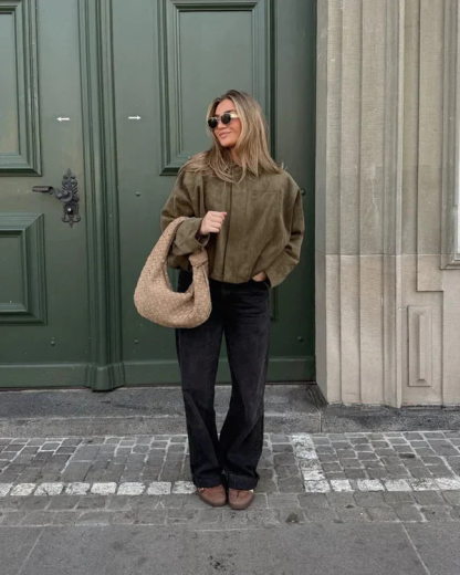 Stylish and versatile suede textured bomber jacket - C327