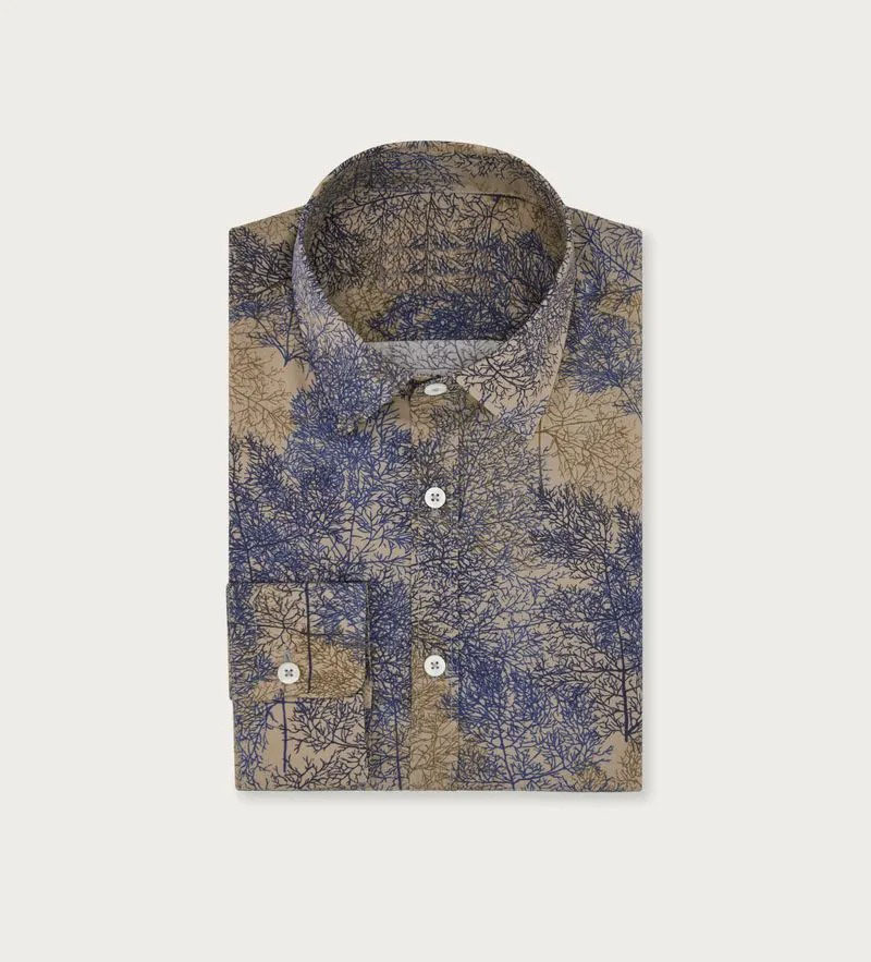 Camicia slim fit in misto cotone e lyocell color azzurro