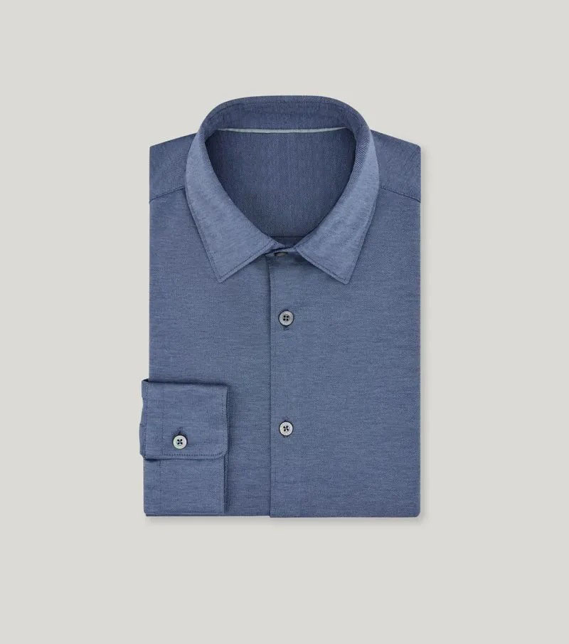 Maglia a punto piatto, taglio classico, camicia casual