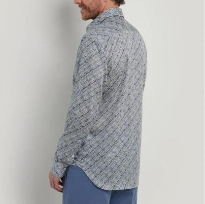 Camicia casual in cotone con stampa di piante, vestibilità regolare