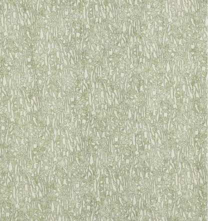 Camicia di lino con motivo di piante verde e bianco, modello ampio