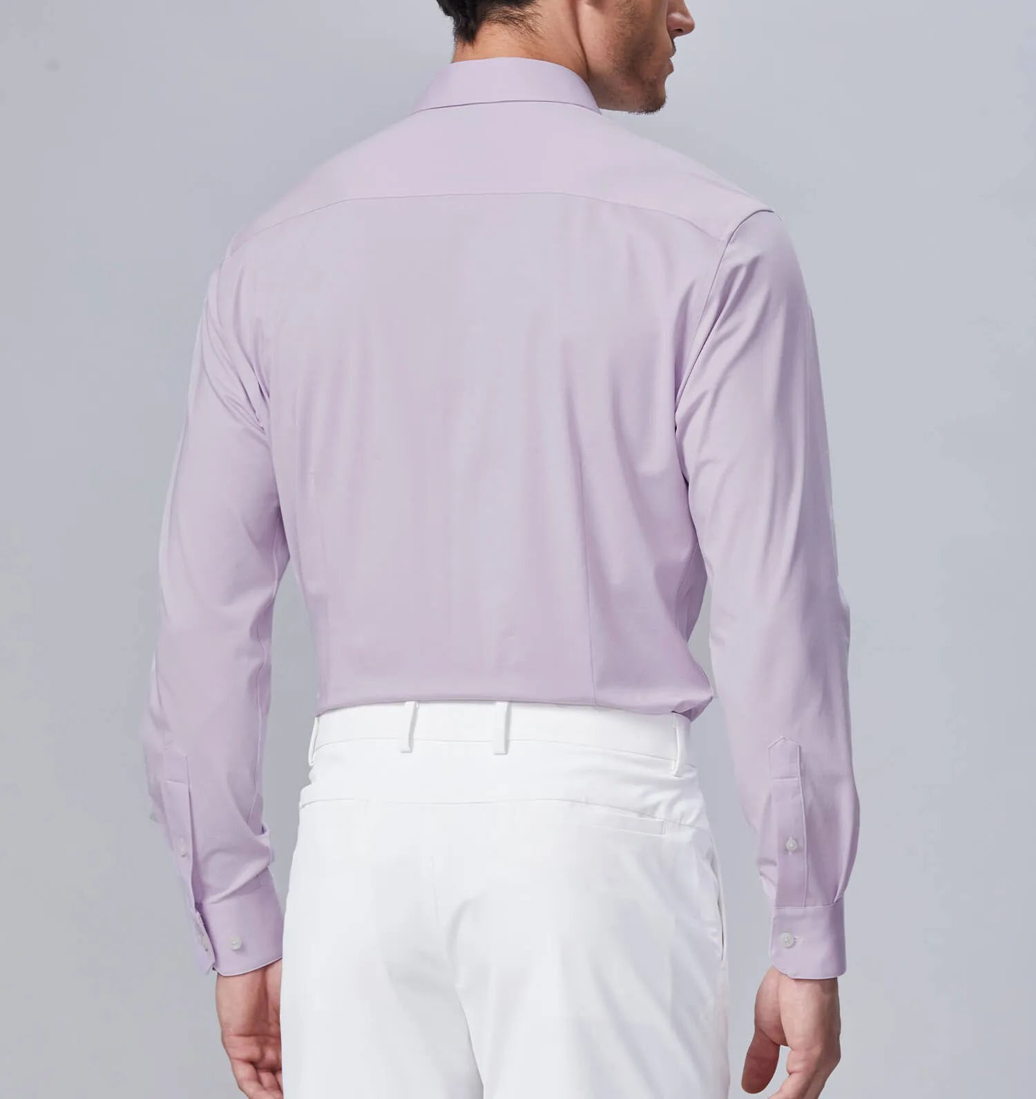 Camicia coreana estiva da uomo aderente di colore rosa chiaro