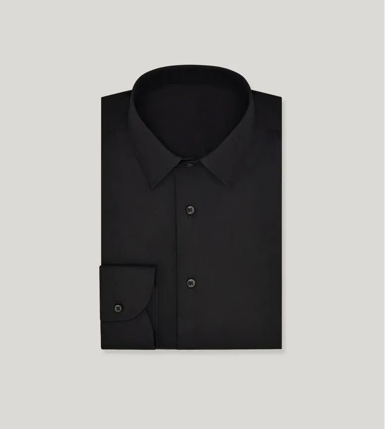 Camicia nera aderente in cotone elasticizzato modello business
