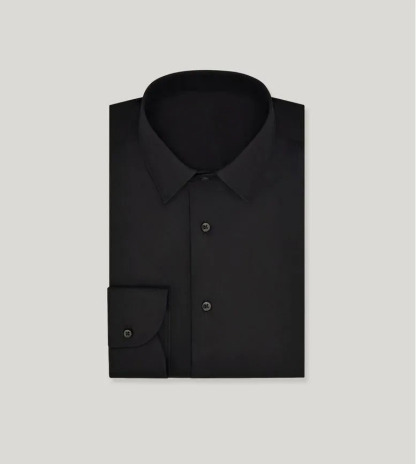 Camicia nera aderente in cotone elasticizzato modello business