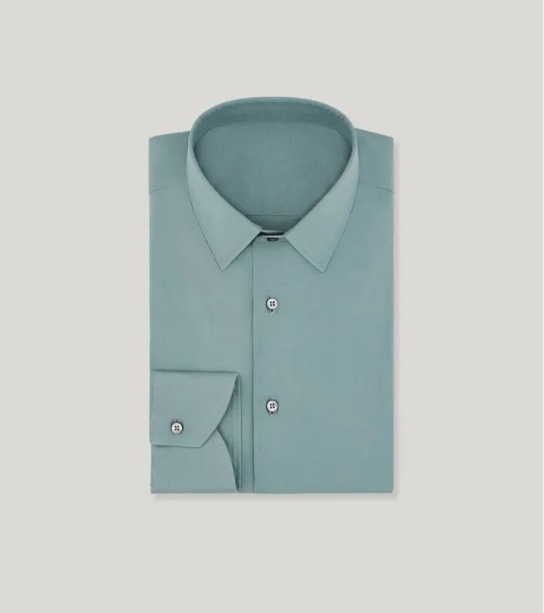 Camicia verde aderente in cotone elasticizzato