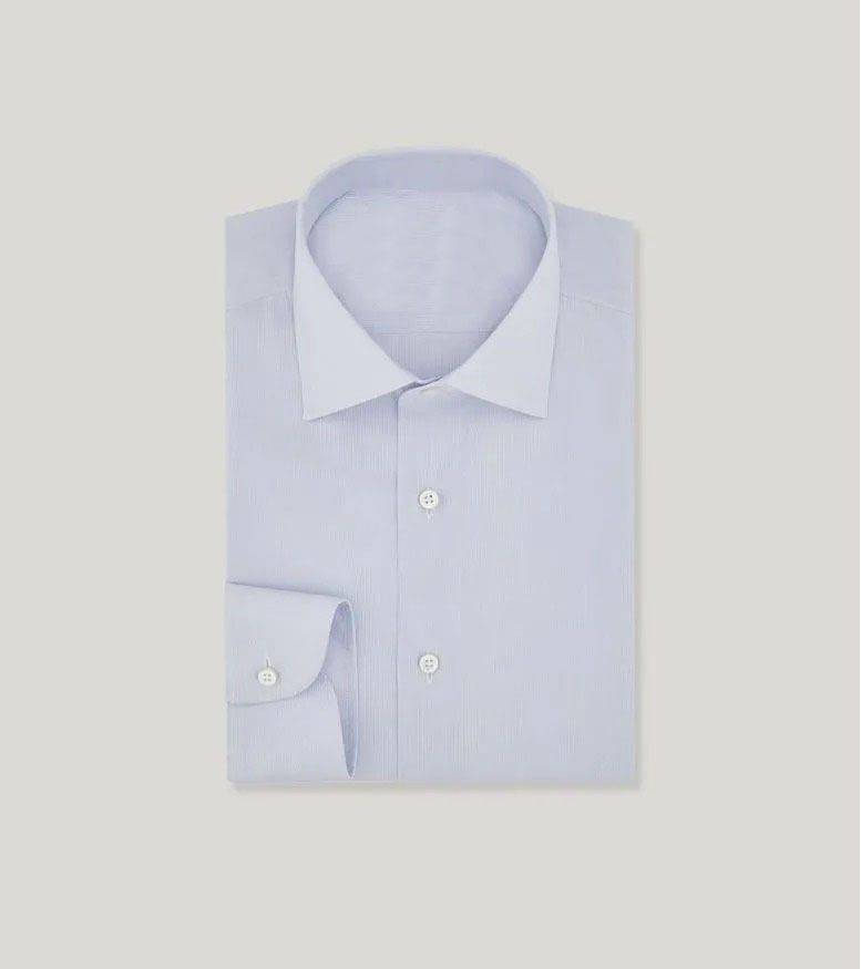 Camicia aderente in cotone azzurro chiaro