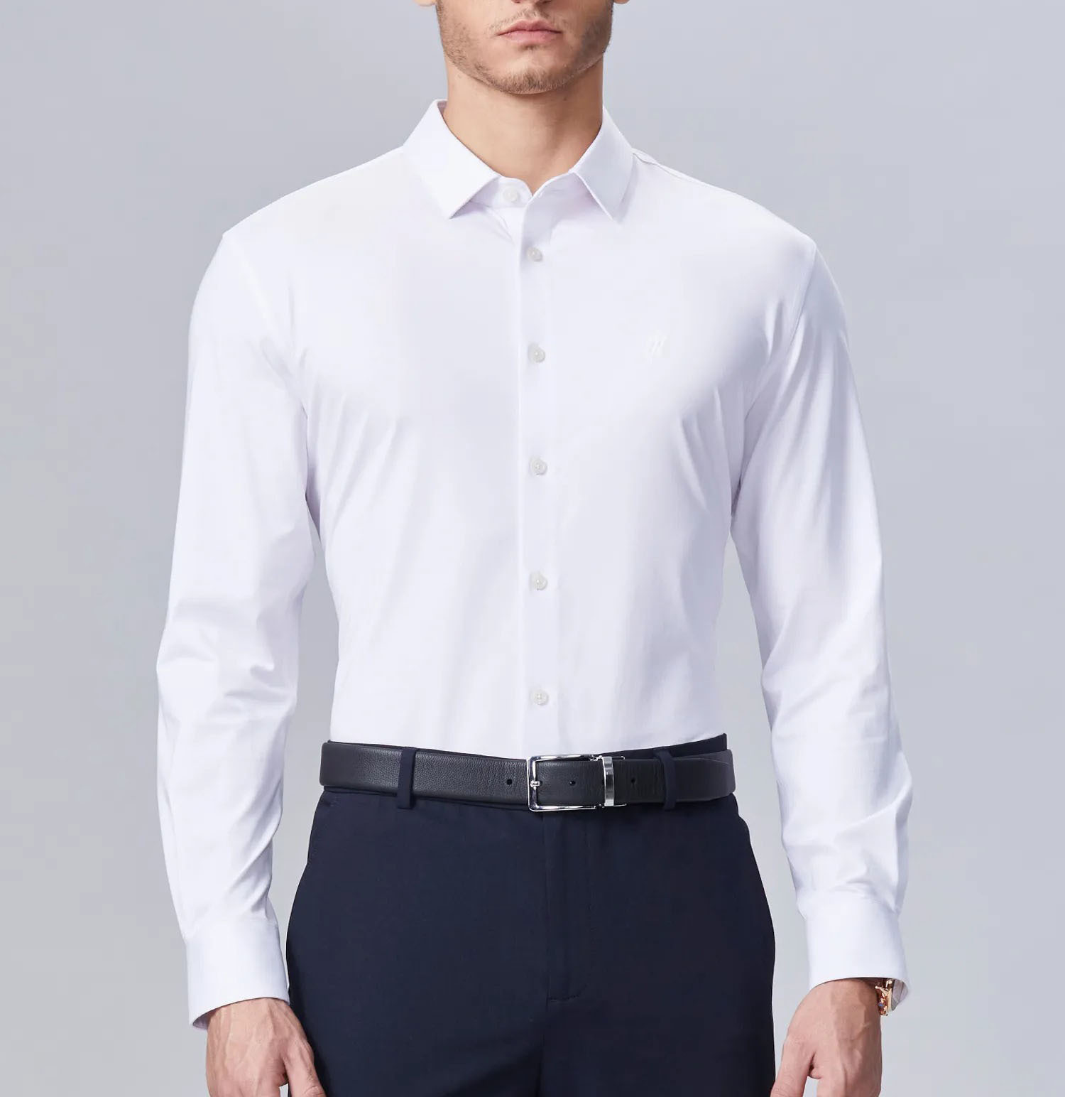 Camicie estive slim fit in stile coreano per uomo bianco
