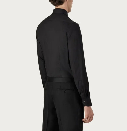 Camicia nera aderente in cotone elasticizzato modello business