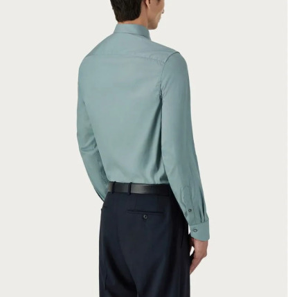 Camicia verde aderente in cotone elasticizzato