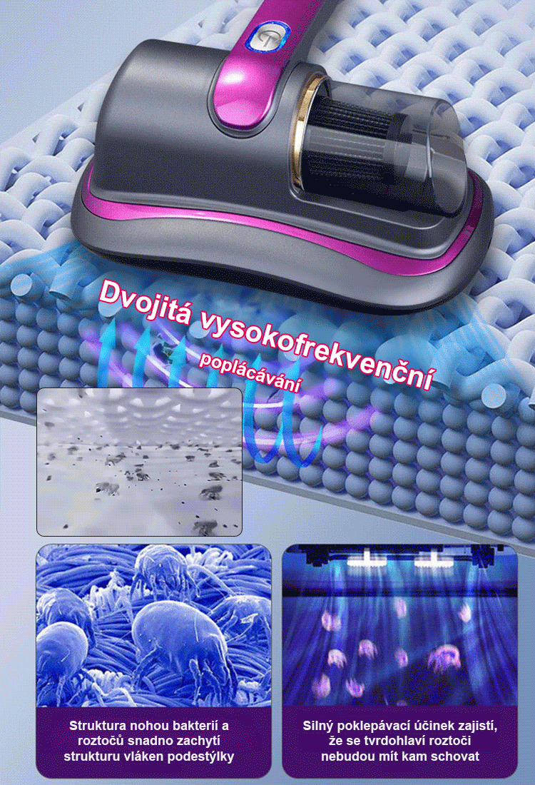 ✨【Hluboké čištění roztočů】 Ultrafialový sterilizační bezdrátový odstraňovač roztočů🏆