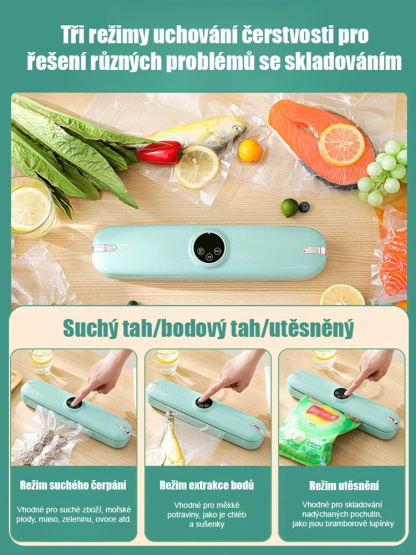 🍒🍇🥒Plně automatická vakuová balička pro domácnost, vakuová konzervace, balení jedním dotykem. Prodlužuje trvanlivost o 90 dní.