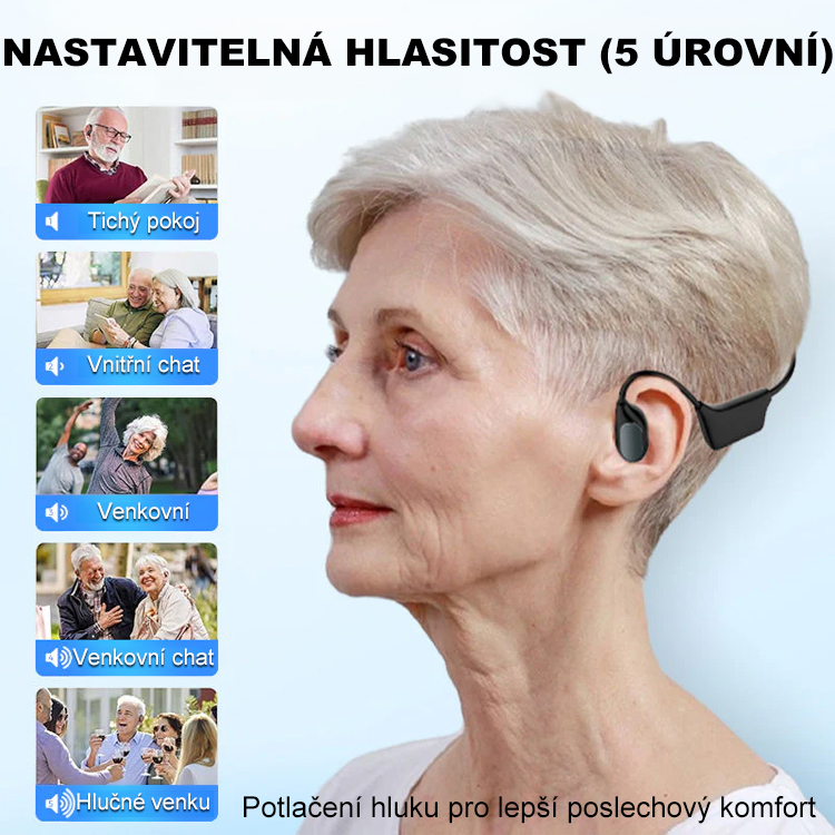 Kostní vedení sluchátek Bluetooth naslouchátka  