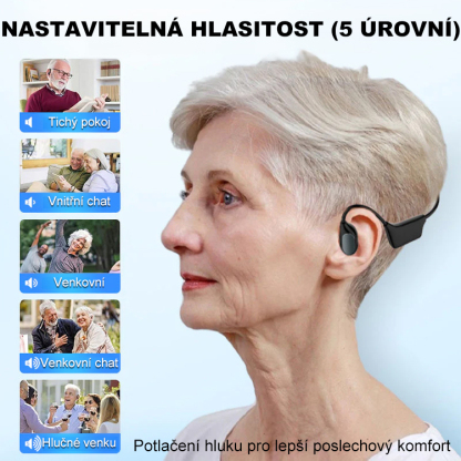 Kostní vedení sluchátek Bluetooth naslouchátka  