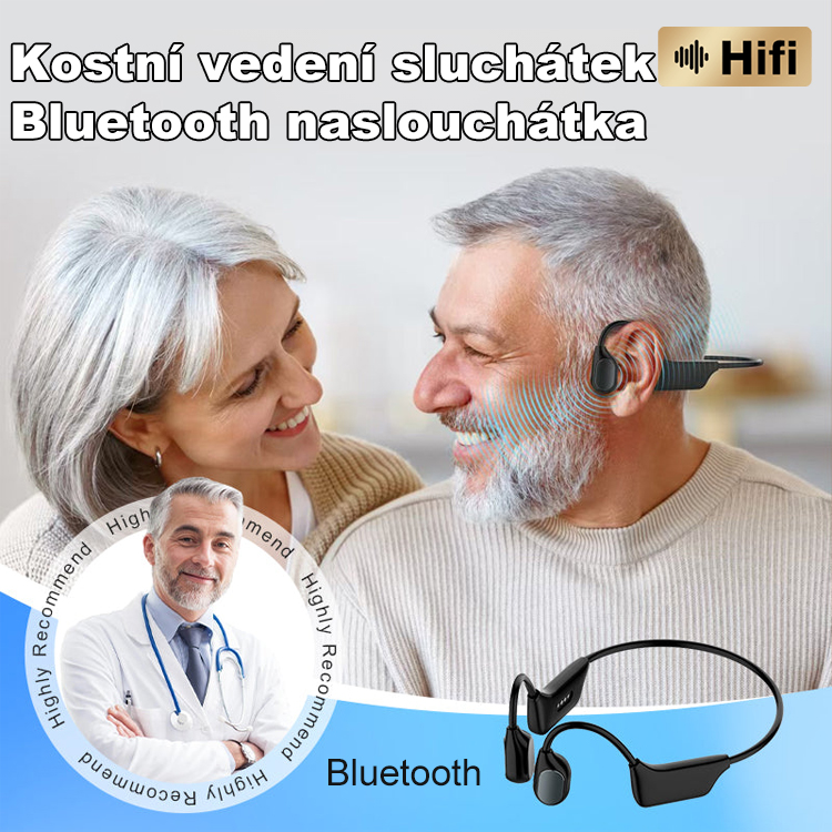 Kostní vedení sluchátek Bluetooth naslouchátka  