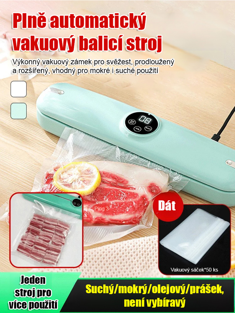 🍒🍇🥒Plně automatická vakuová balička pro domácnost, vakuová konzervace, balení jedním dotykem. Prodlužuje trvanlivost o 90 dní.