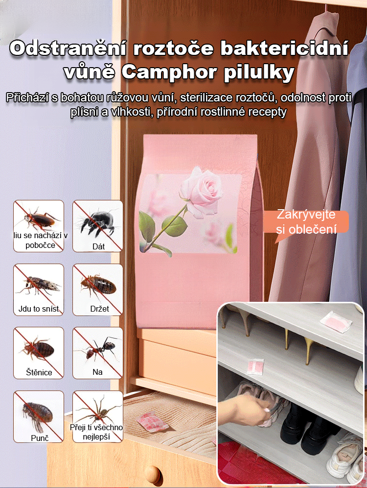 ✨Odstranění roztoče baktericidní vůně Camphor pilulky🏆