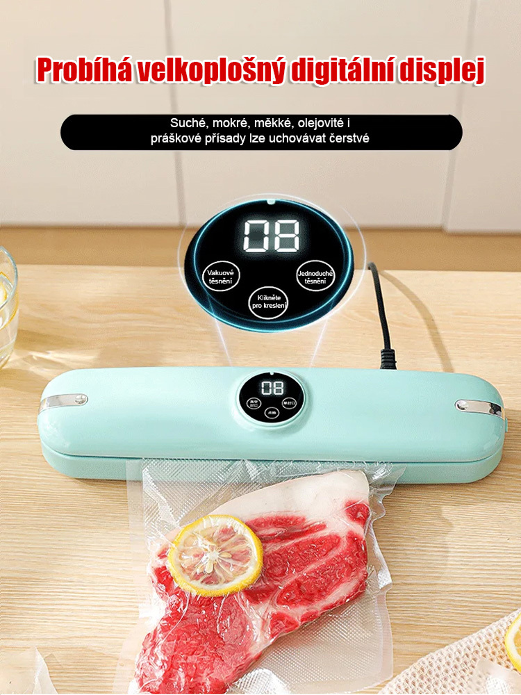 🍒🍇🥒Plně automatická vakuová balička pro domácnost, vakuová konzervace, balení jedním dotykem. Prodlužuje trvanlivost o 90 dní.
