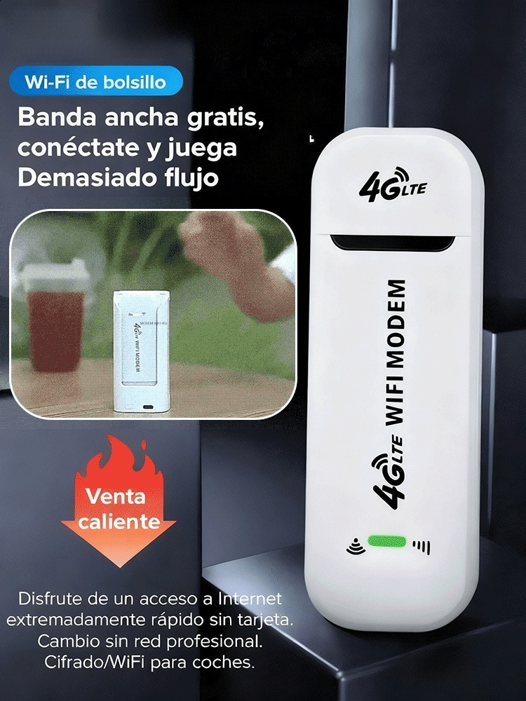 Enrutador Wi-Fi inalámbrico portátil 📊 No necesita tarjeta SIM ni cables, solo conéctalo y úsalo.