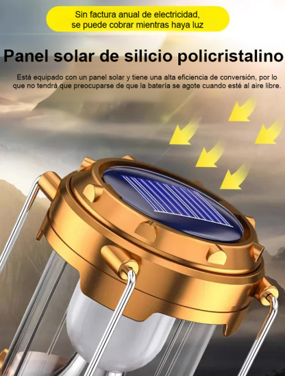 ⛺✅Lámpara solar multifuncional e impermeable, con una sola carga dura 30 días y cubre un área de hasta 200 m².