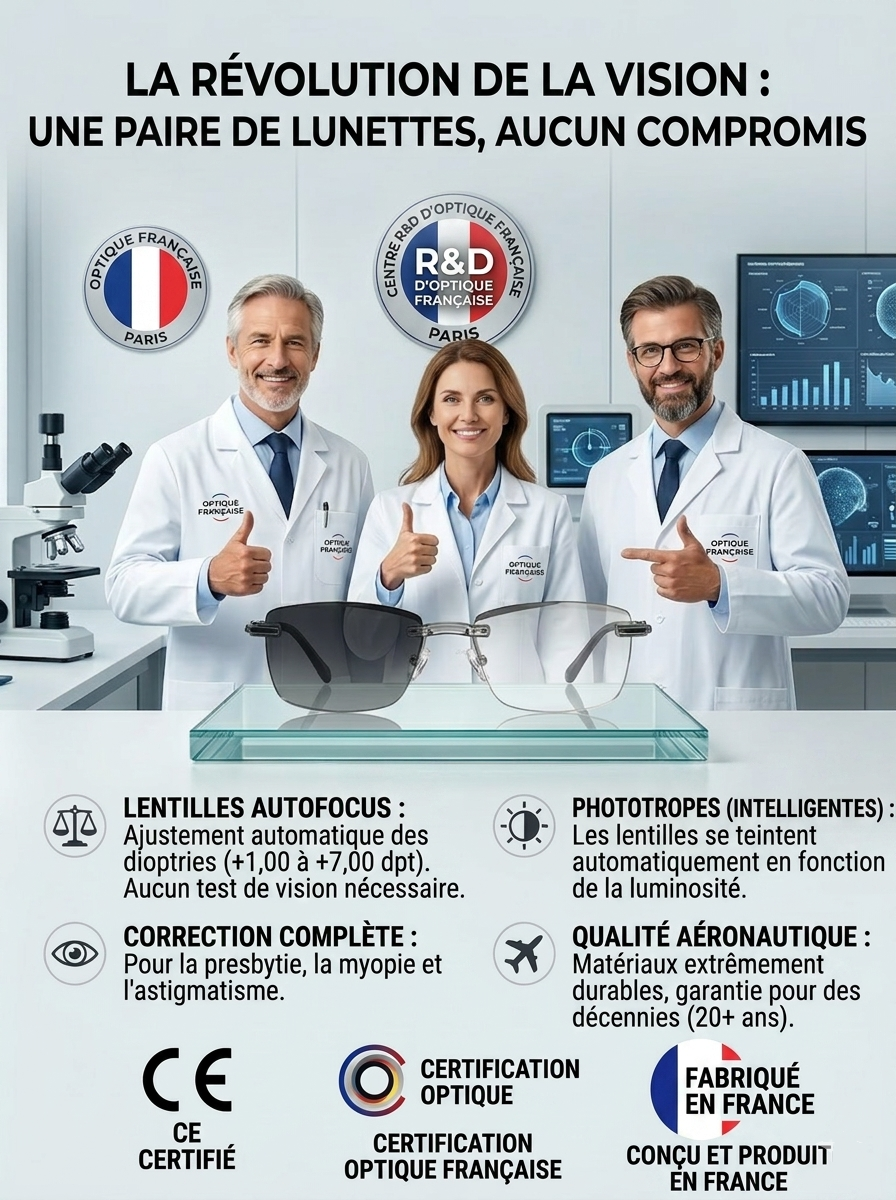 【👓 Lunettes à mise au point variable et photochromiques】👀 Ajustent automatiquement la correction selon votre vue -🕶️ Se teintent au soleil -💻 Bloquent 99 % de la lumière bleue et des rayonnements