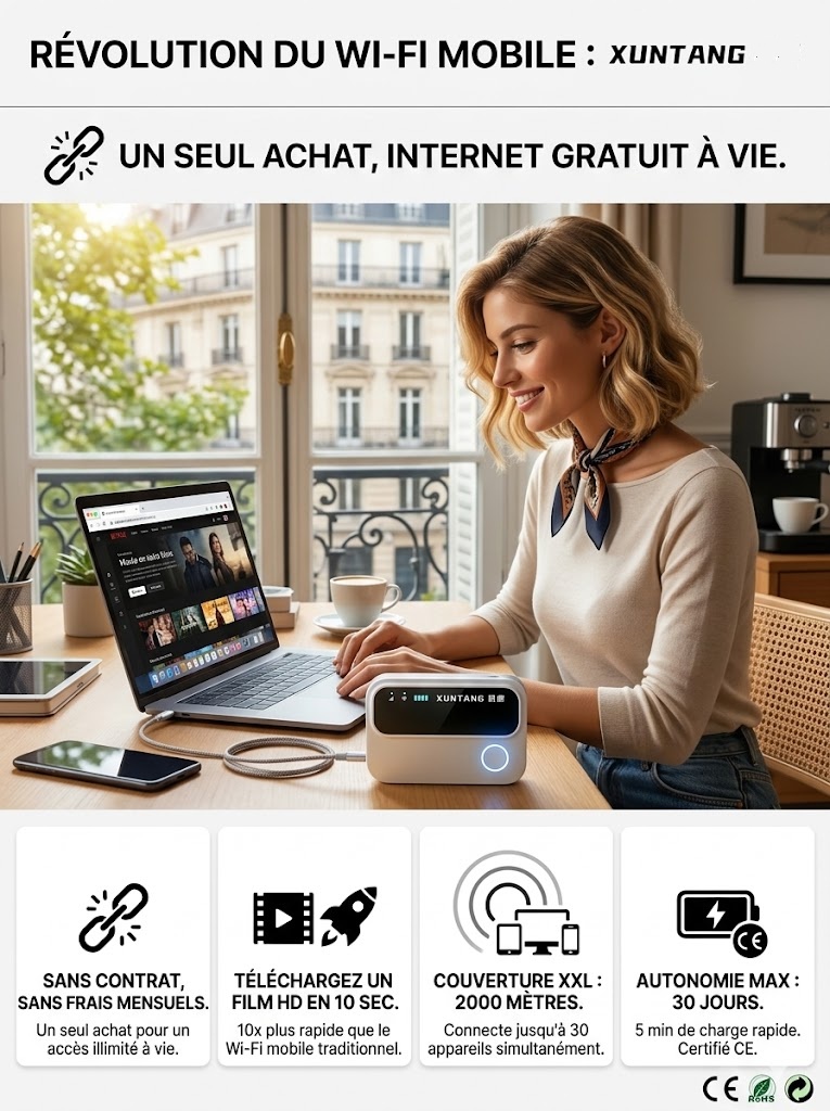 【🛜WiFi 5G portable haute vitesse】✨Un seul achat, Internet gratuit à vie –📱Jusqu'à 30 appareils connectés –💖-80%, garantie à vie