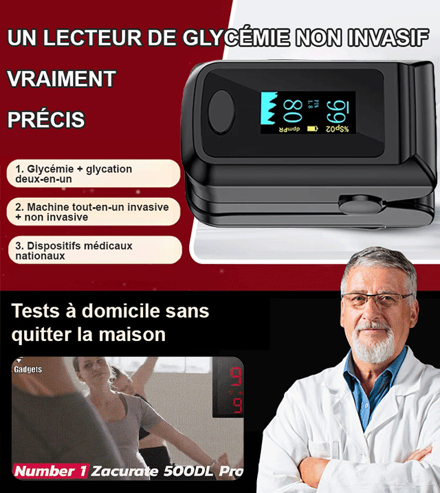 【Sans piqûre】Oxymètre médical à pince pour doigt