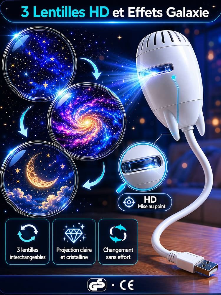 【🌌Projecteur d'étoiles multifonction】⏱️Créez un ciel étoilé romantique en 1 seconde –✨Image 4K ultra-HD –✅Certifié NF