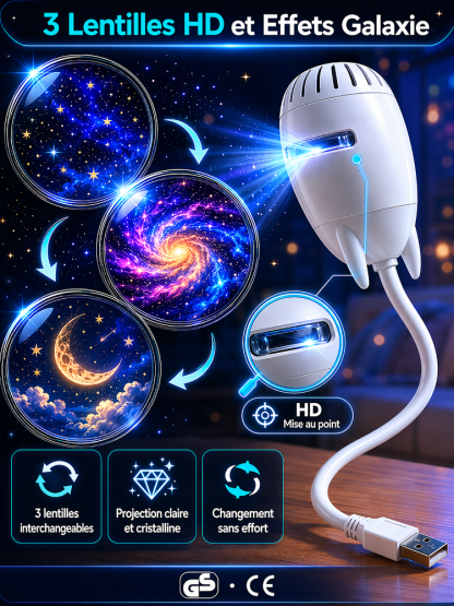 【🌌Projecteur d'étoiles multifonction】⏱️Créez un ciel étoilé romantique en 1 seconde –✨Image 4K ultra-HD –✅Certifié NF