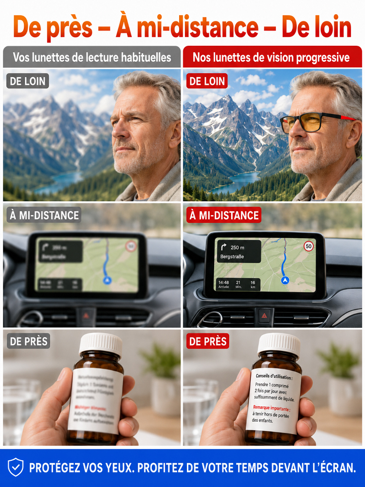 【Recommandé par les ophtalmologistes】Lunettes adaptatives photochromiques – pour toutes corrections