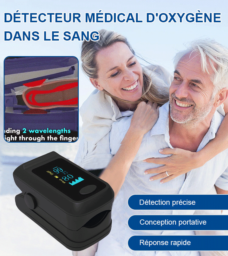 【Sans piqûre】Oxymètre médical à pince pour doigt