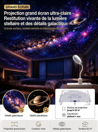 【🌌Projecteur d'étoiles multifonction】⏱️Créez un ciel étoilé romantique en 1 seconde –✨Image 4K ultra-HD –✅Certifié NF