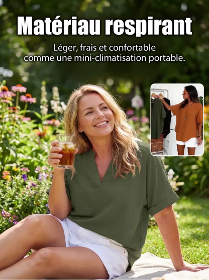 [Silhouette -5kg en 3 secondes] L’exclusive blouse en satin de Milan avec décolleté en V