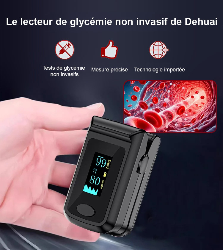 【Sans piqûre】Oxymètre médical à pince pour doigt