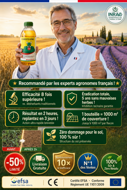 Une seule utilisation, cinq ans sans mauvaises herbes. Désherbant sûr, zéro résidu.