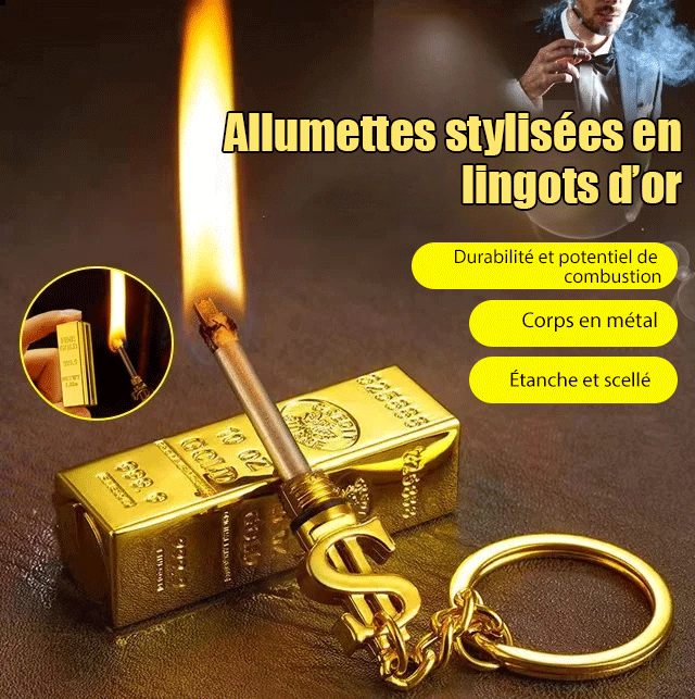 【Symbolise la prospérité et la richesse】Pendentif briquet lingot d'or créatif