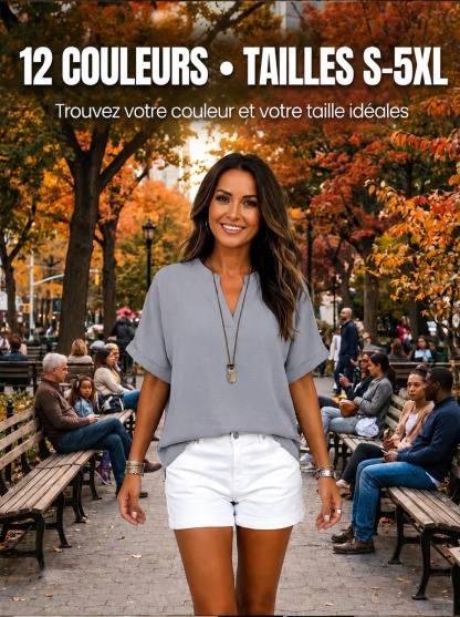 [Silhouette -5kg en 3 secondes] L’exclusive blouse en satin de Milan avec décolleté en V