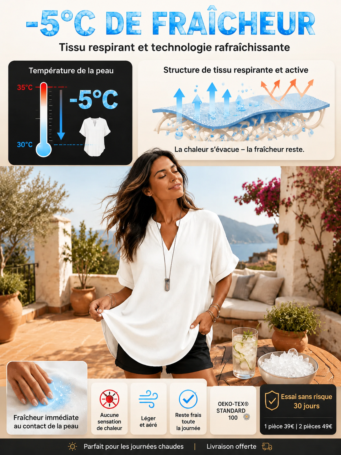 [Silhouette -5kg en 3 secondes] L’exclusive blouse en satin de Milan avec décolleté en V