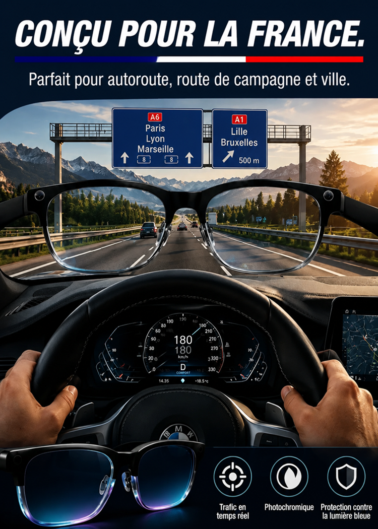 Lunettes intelligentes  à zoom et teinte variables avec traduction AI en temps réel