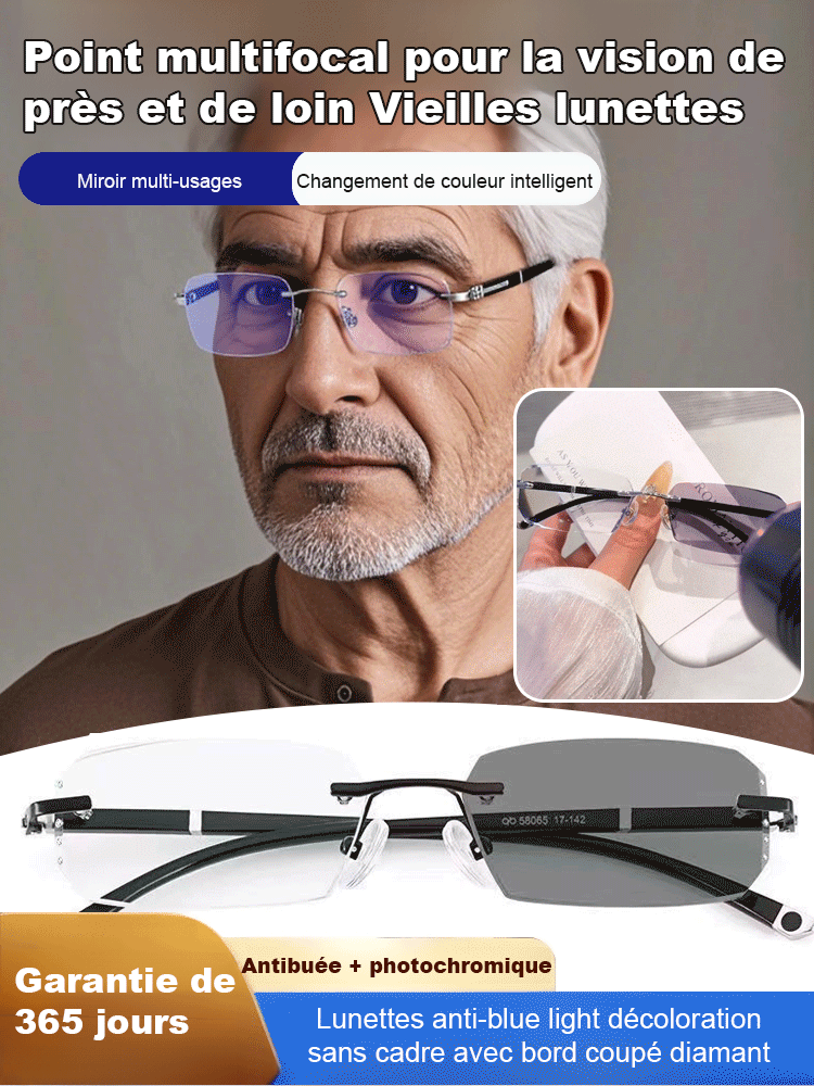 【Recommandé par les ophtalmologistes】Lunettes intelligentes anti-lumière bleue à zoom et teinte ajustables