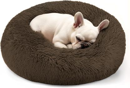 MarvelPaws Dog & Cat Bed for Indoor Cats| Calming Donut Bed for Puppy and Kitten, Washable Round Fluffy Pet Bed| 20inch