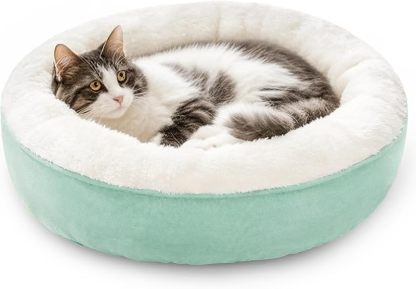Love's Cabin Round Donut Cat And Dog Cushion Bed| 20in bed for Cats or Small Dogs| Anti-slip & Water-resistant Bottom, Super Soft Durable Fabric Pet Beds