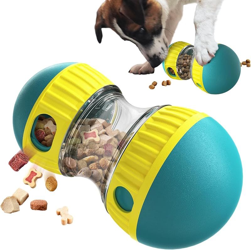 MarvelPaws Dog Puzzle Toy Adjustable Treat Dispensing Ball Food Dispenser Tough Slow Feeder Puppy Enrichment Training Toy Pet Interactive Chase Toys for All Dogs