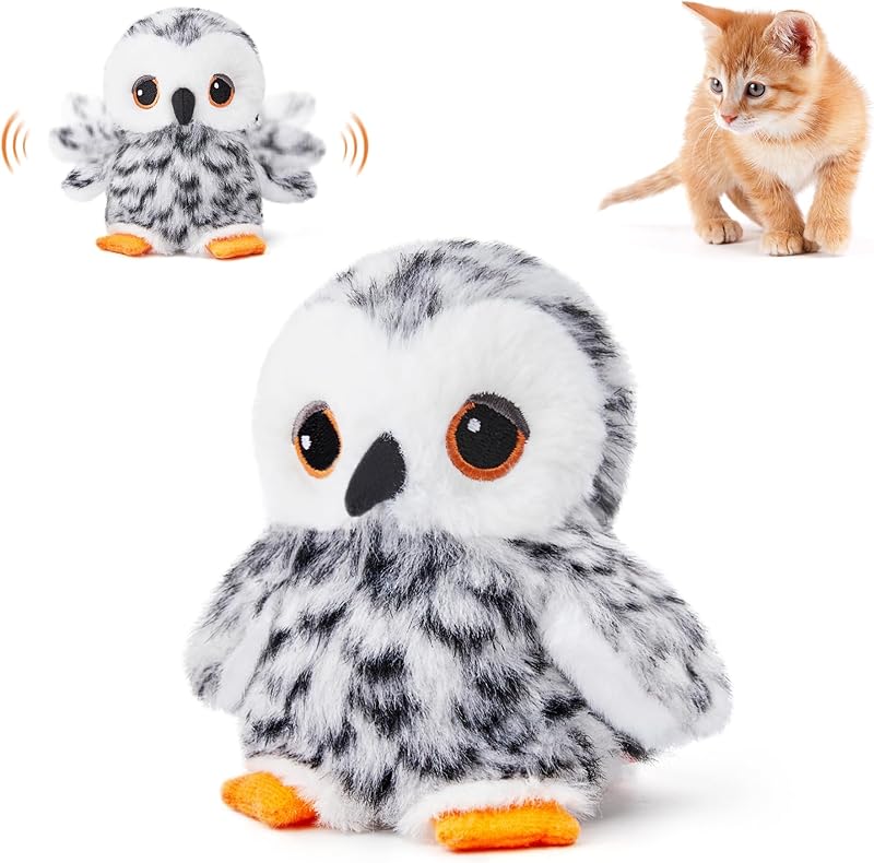 MarvelPaws Pet Toys Flapping Sandpiper Pair-Mate| Lifelike Birds Chirp| Chargeable Touch Activated Kitten Fun Interactive Kitty Exercise with Catnip for All Cats/Dogs