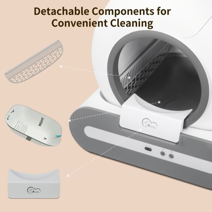 DOEL Smart Self-Cleaning Automatic Cat Litter Box with App Control, 2.4G WiFi, Large 65L Capacity,  Infrared & Gravity Sensors, Compatible with Clumping & Mineral Cat Litter for Cats up to 15 lbs - Modern Sleek Design, Pet Hygiene Solution